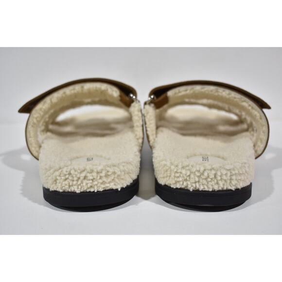 Hermes Chypre Sandal Mens Suede Shearling Fur H Logo Slide Slip On Flat 44 11
